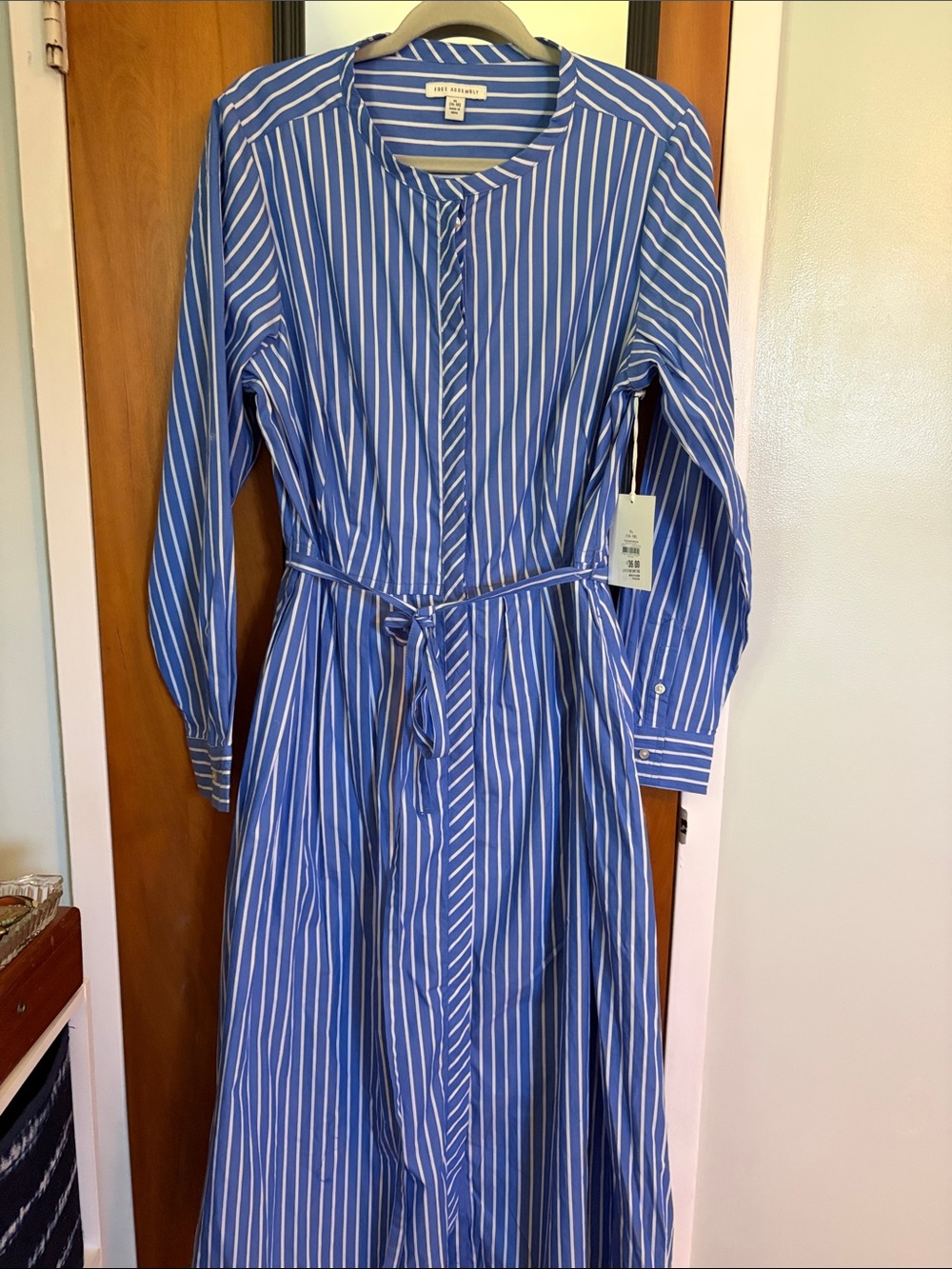 Free Assembly Blue striped shirt dress